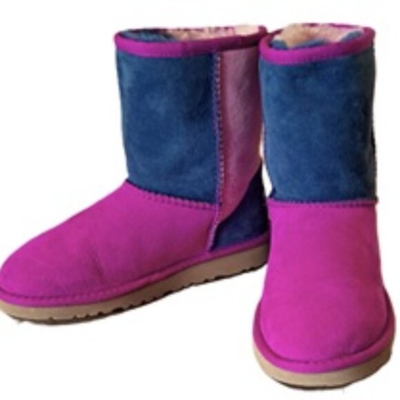 Fuchsia/Pink Patchwork Big Kids 3/Womans 5.5 Ugg Boots - Picture 7 of 7